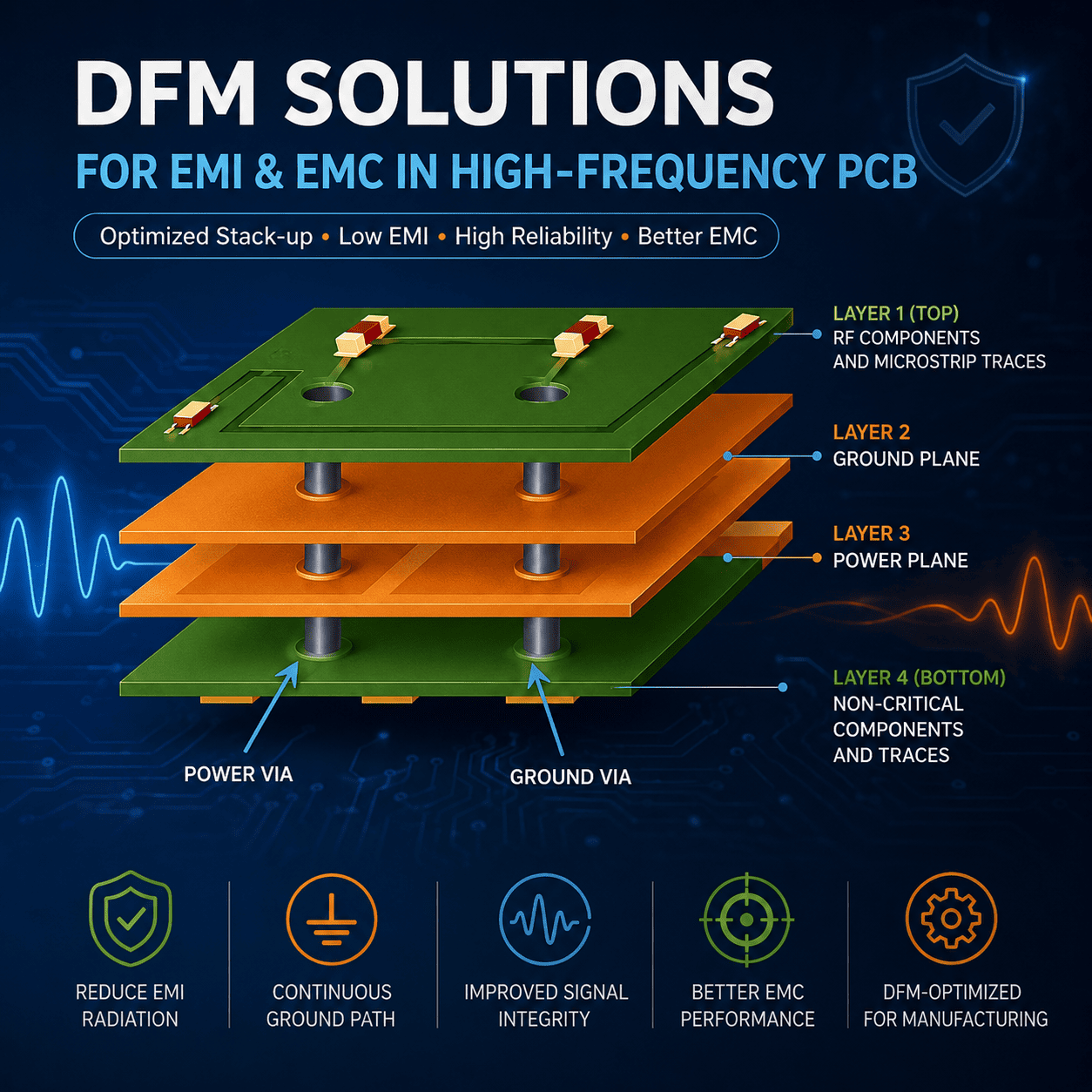 How DFM Practices Solve EMI & EMC Challenges in High-Frequency PCB Design